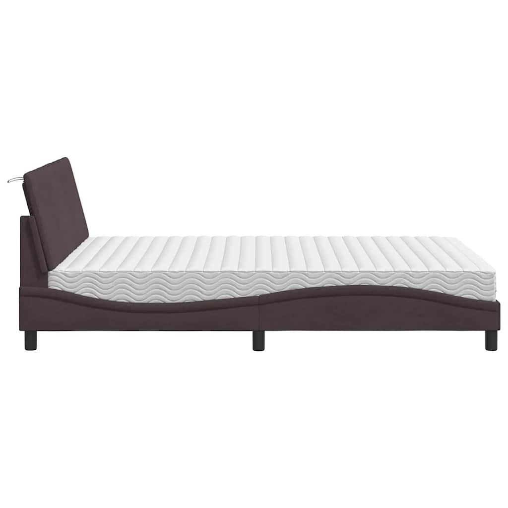 Bed met matras stof donkerbruin 120x200 cm