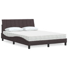 Bed with mattress "Hanko" fabric dark brown 120x200 cm