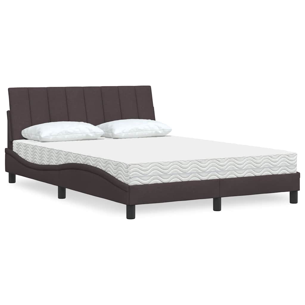 Bed met matras stof donkerbruin 120x200 cm