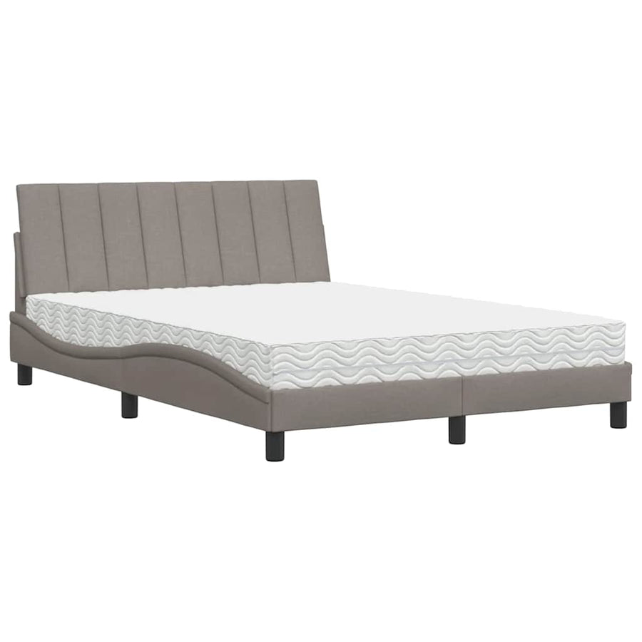 Bed met matras "Hanko" stof taupe 120x200 cm