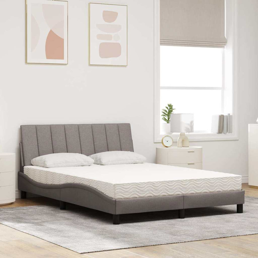 Bed met matras "Hanko" stof taupe 120x200 cm