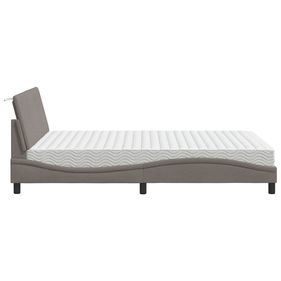 Bed met matras "Hanko" stof taupe 120x200 cm