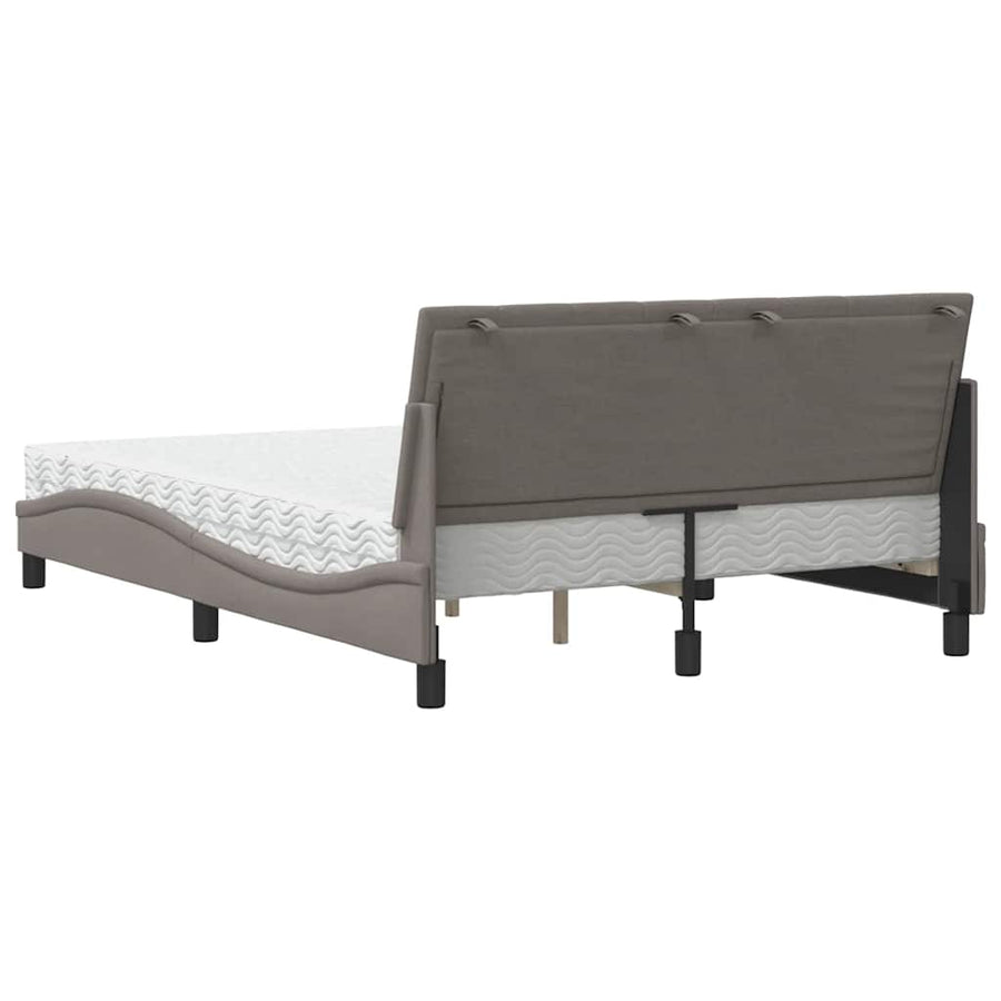 Bed met matras "Hanko" stof taupe 120x200 cm