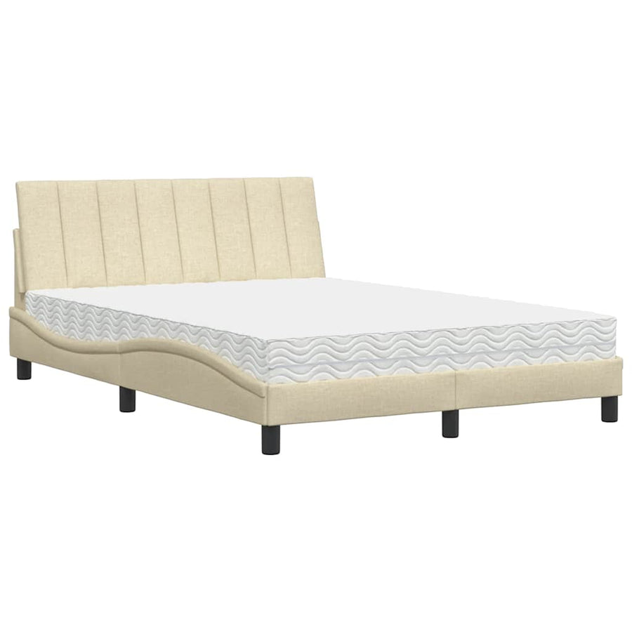 Bed met matras "Hanko" stof crèmekleurig 120x200 cm