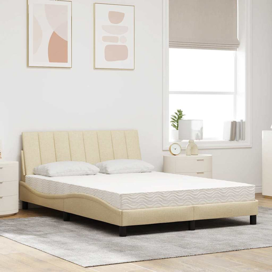 Bed met matras "Hanko" stof crèmekleurig 120x200 cm