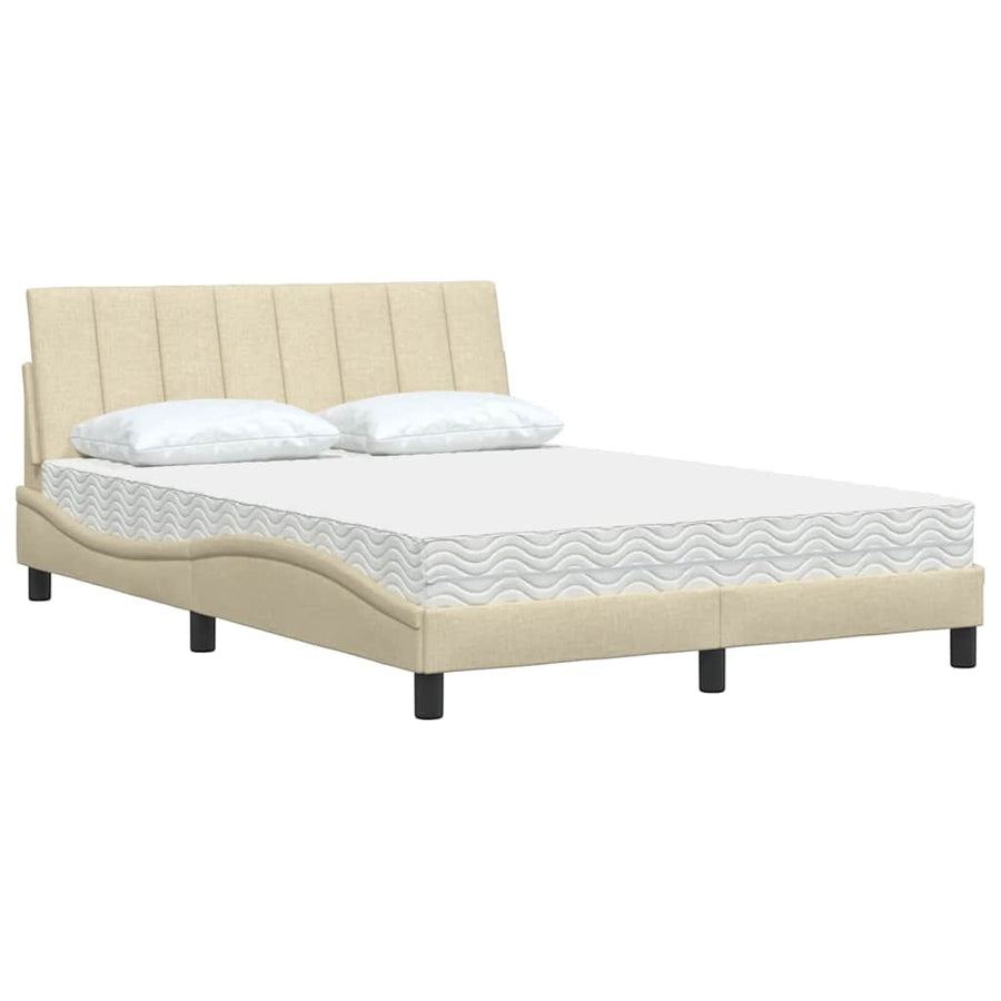 Bed met matras "Hanko" stof crèmekleurig 120x200 cm