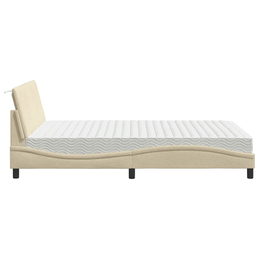 Bed met matras "Hanko" stof crèmekleurig 120x200 cm