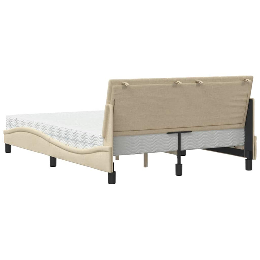 Bed met matras "Hanko" stof crèmekleurig 120x200 cm