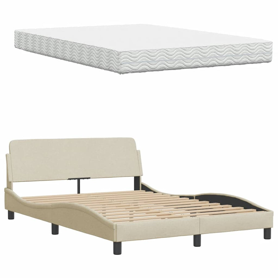 Bed met matras "Hanko" stof crèmekleurig 120x200 cm