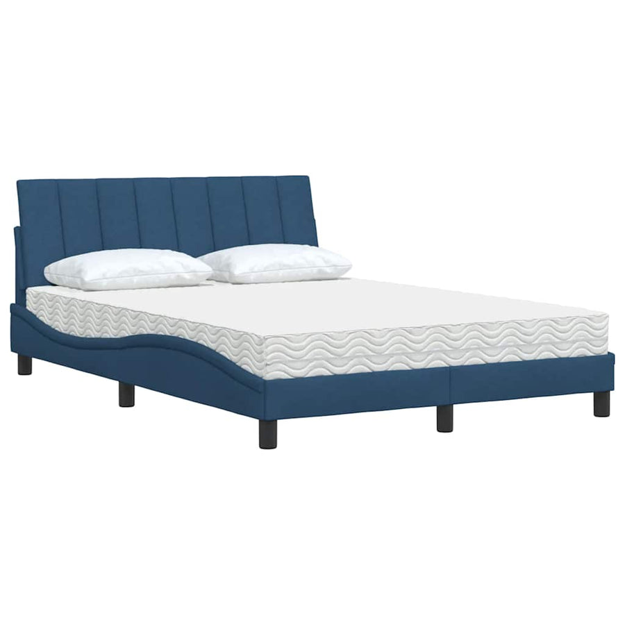 Bed met matras "Hanko" stof blauw 120x200 cm