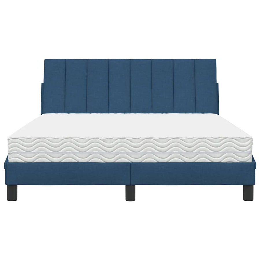 Bed met matras "Hanko" stof blauw 120x200 cm