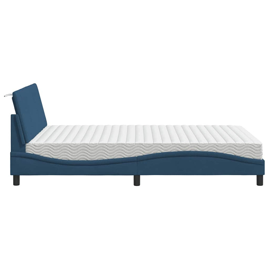 Bed met matras "Hanko" stof blauw 120x200 cm
