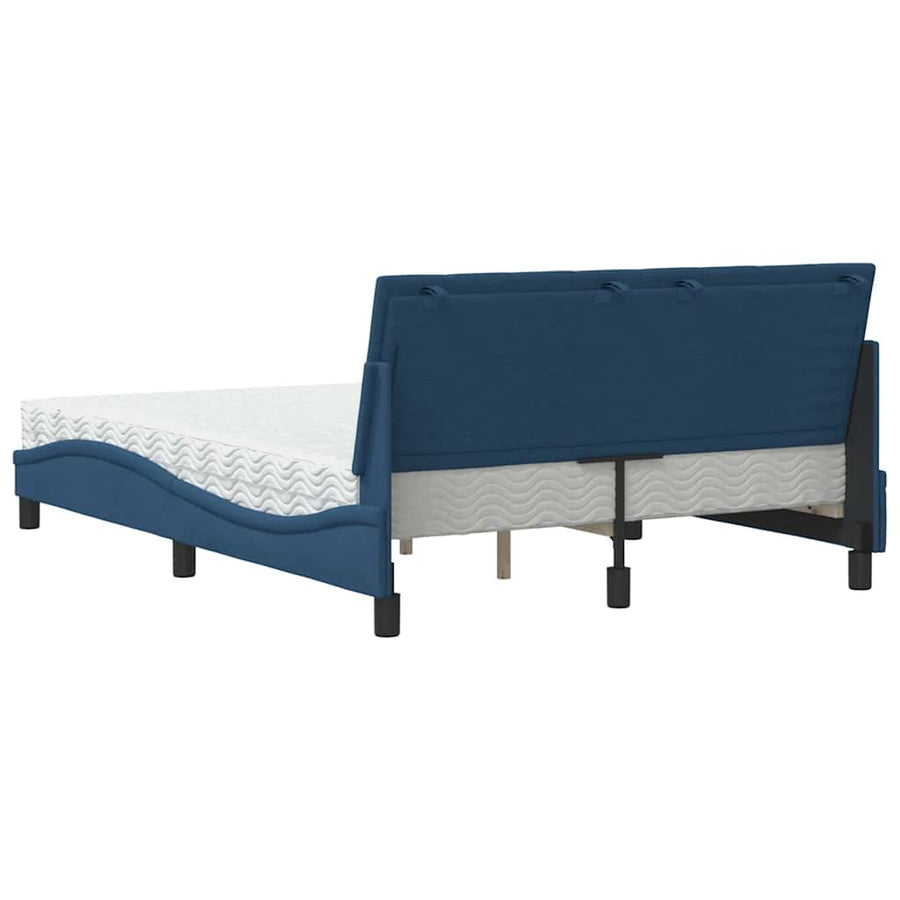Bed met matras "Hanko" stof blauw 120x200 cm