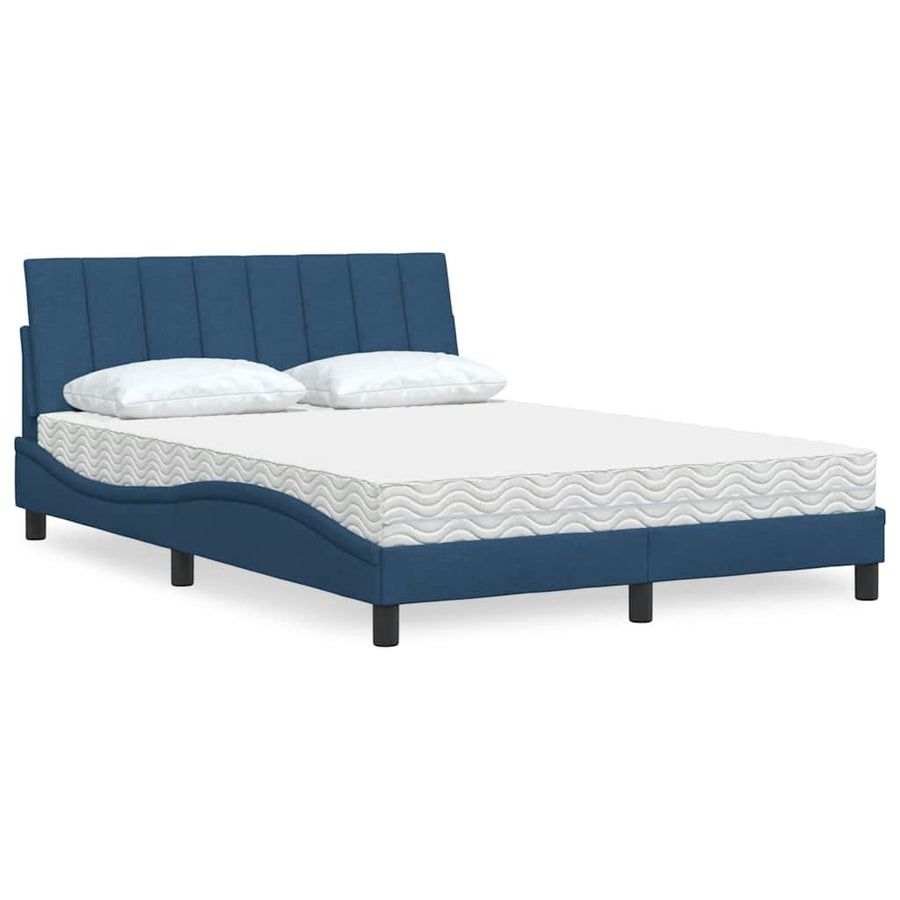 Bed met matras "Hanko" stof blauw 120x200 cm