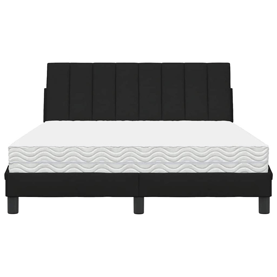 Bed met matras stof zwart 140x190 cm