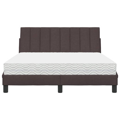 Bed met matras "Hanko" stof donkerbruin 140x190 cm