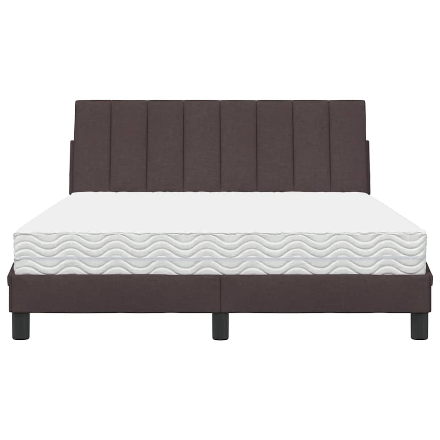 Bed met matras "Hanko" stof donkerbruin 140x190 cm
