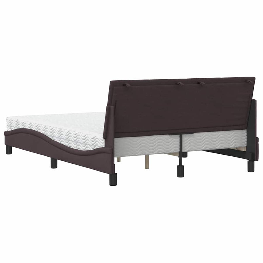 Bed met matras "Hanko" stof donkerbruin 140x190 cm
