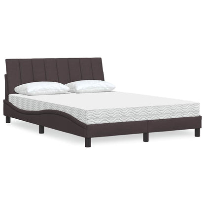 Bed met matras "Hanko" stof donkerbruin 140x190 cm