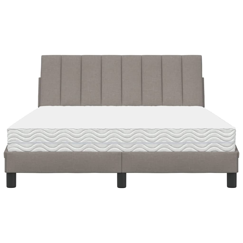 Bed Met Matras Stof 140 x 190 cm Taupe