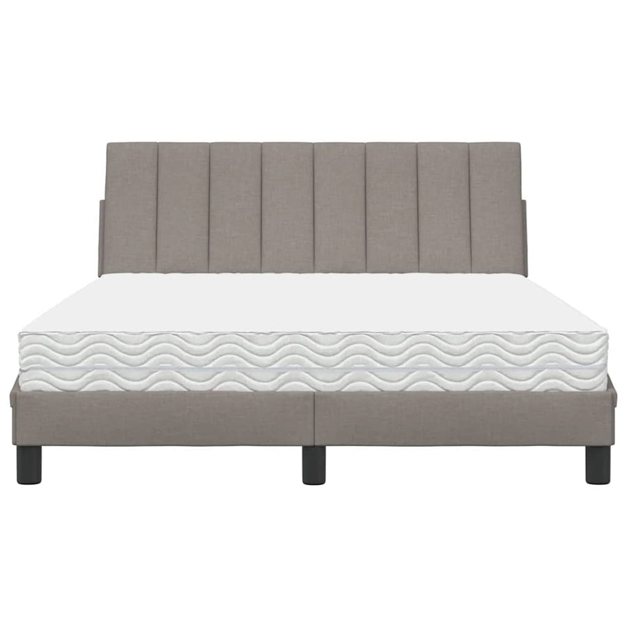 Bed Met Matras Stof 140 x 190 cm Taupe