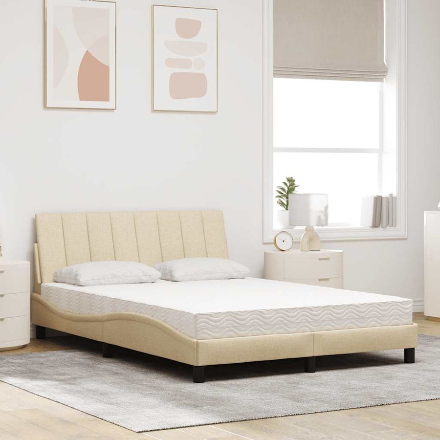 Bed met matras "Hanko" stof crèmekleurig 140x190 cm