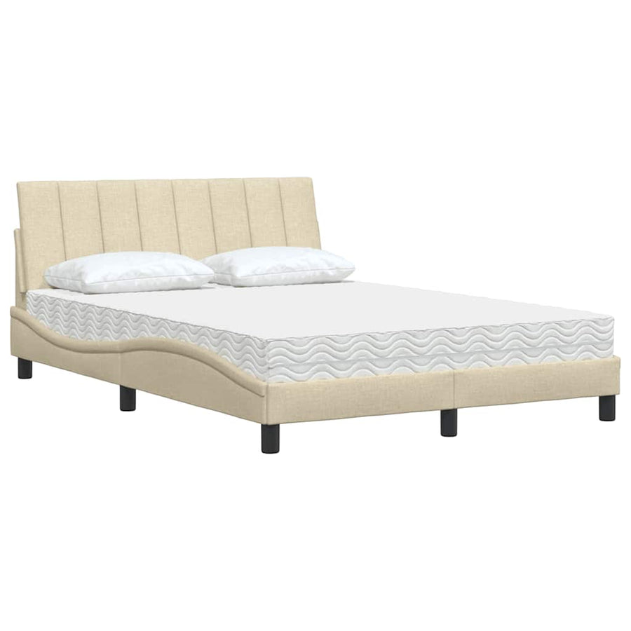 Bed met matras "Hanko" stof crèmekleurig 140x190 cm