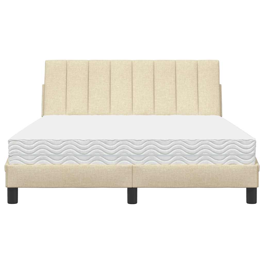 Bed met matras "Hanko" stof crèmekleurig 140x190 cm