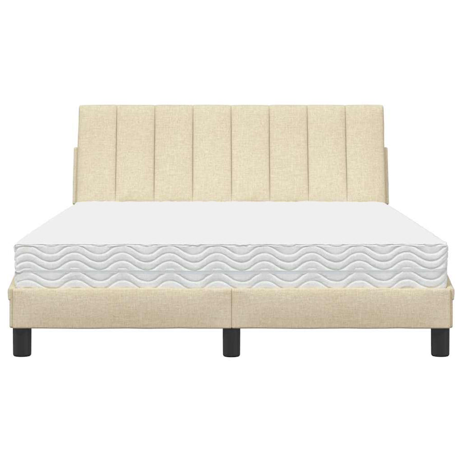 Bed met matras "Hanko" stof crèmekleurig 140x190 cm