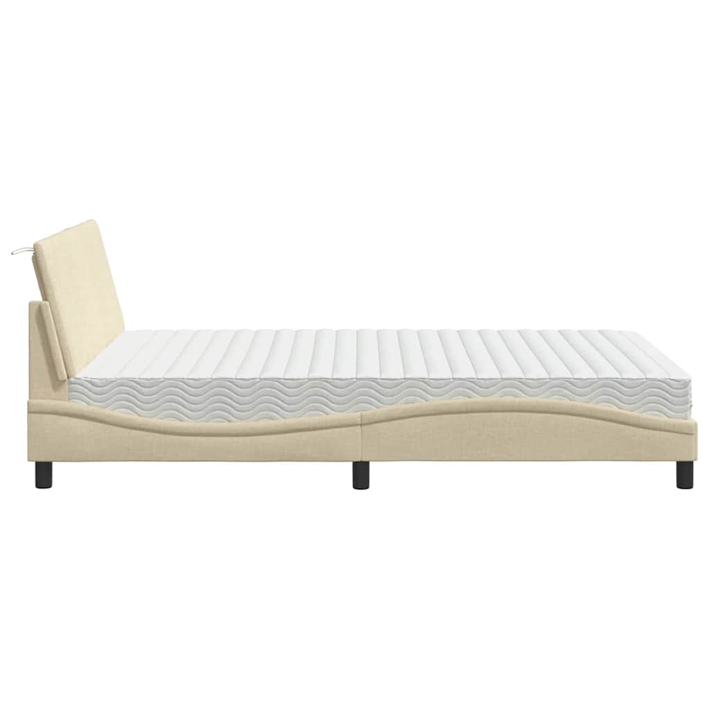 Bed met matras "Hanko" stof crèmekleurig 140x190 cm