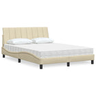 Bed met matras 140x190 cm stof crèmekleurig