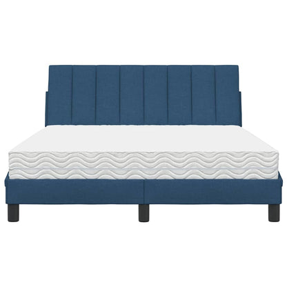 Bed Met Matras Stof 140 x 190 cm Blauw