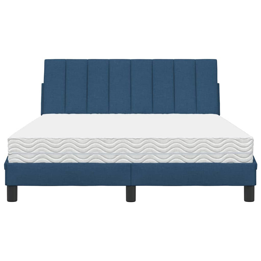 Bed Met Matras Stof 140 x 190 cm Blauw