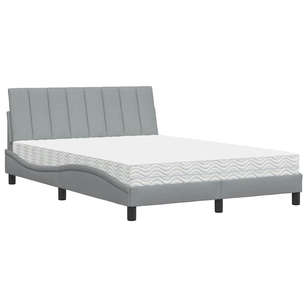 Bed met matras stof lichtgrijs 140x200 cm