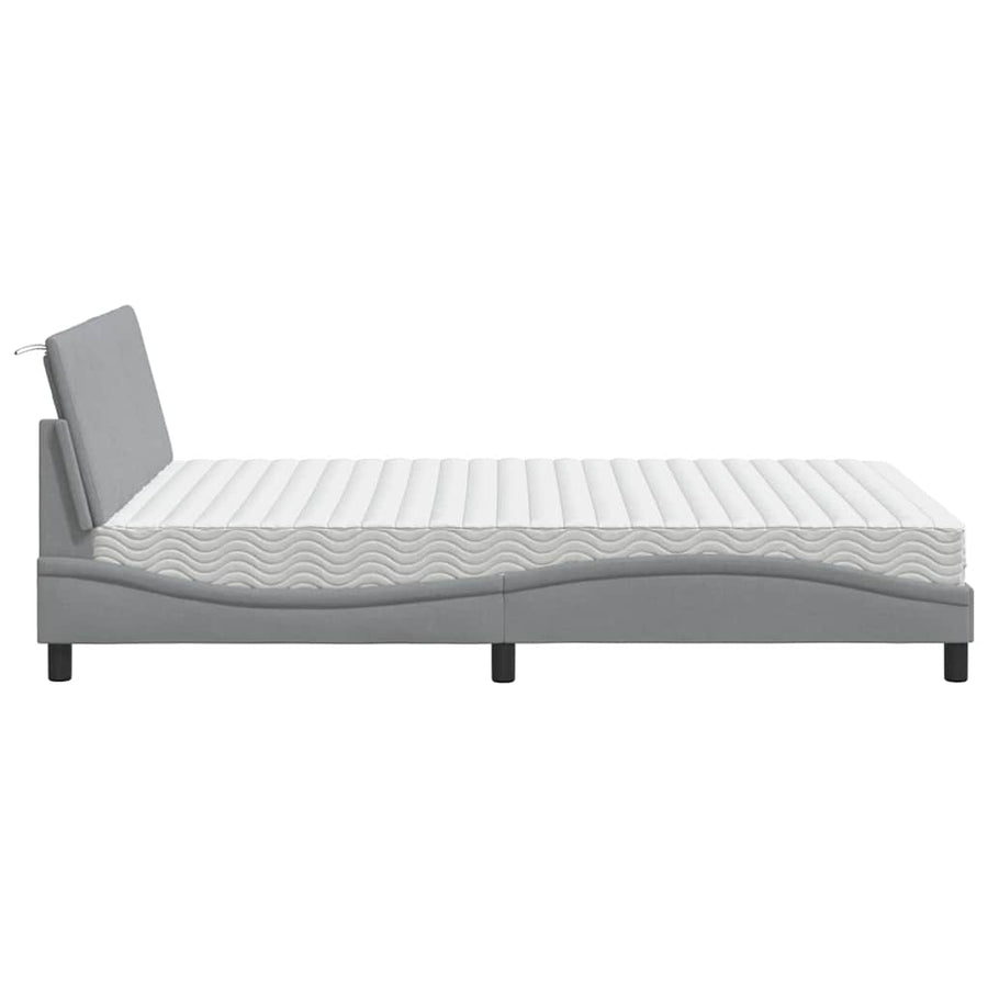 Bed met matras stof lichtgrijs 140x200 cm