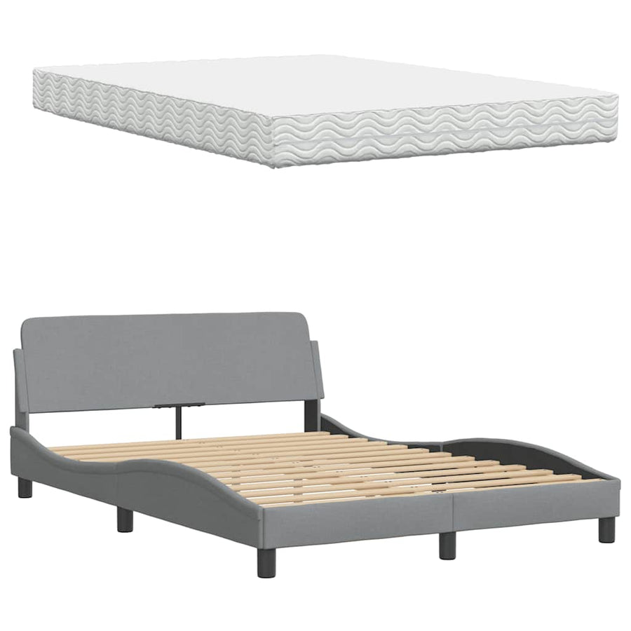 Bed met matras stof lichtgrijs 140x200 cm