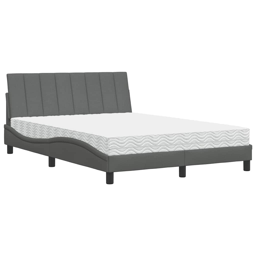 Bed met matras stof donkergrijs 140x200 cm