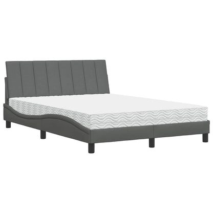 Bed met matras stof donkergrijs 140x200 cm