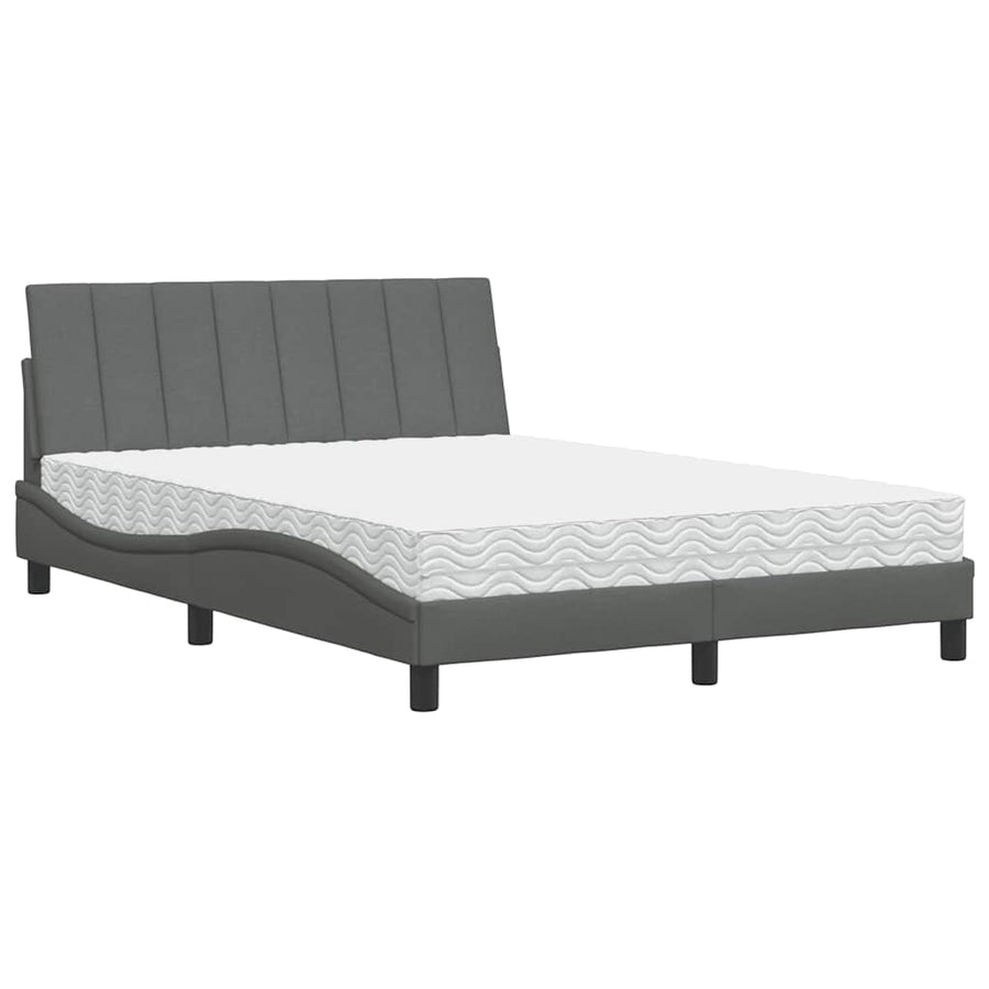 Bed met matras stof donkergrijs 140x200 cm