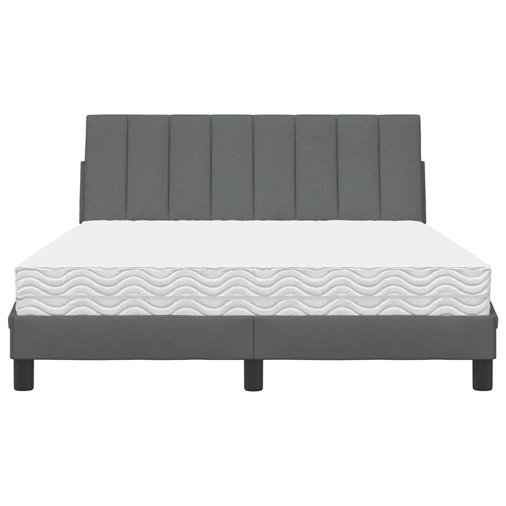Bed met matras stof donkergrijs 140x200 cm