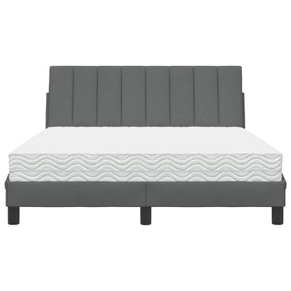Bed met matras stof donkergrijs 140x200 cm