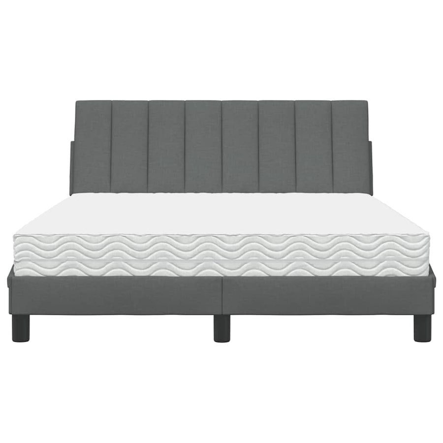Bed met matras stof donkergrijs 140x200 cm