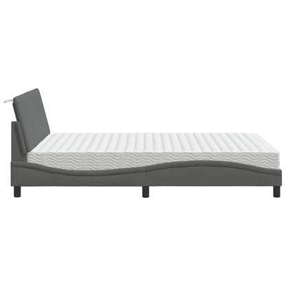 Bed met matras stof donkergrijs 140x200 cm