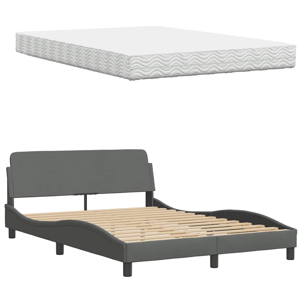 Bed met matras stof donkergrijs 140x200 cm