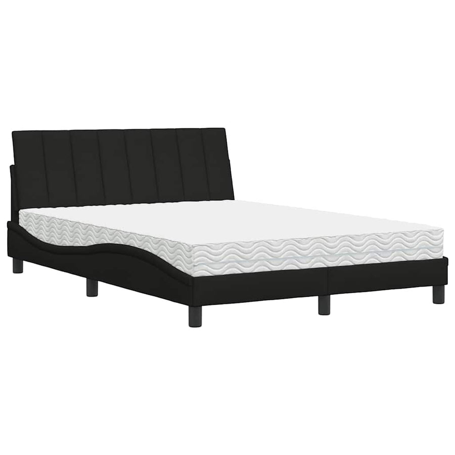 Bed met matras stof zwart 140x200 cm