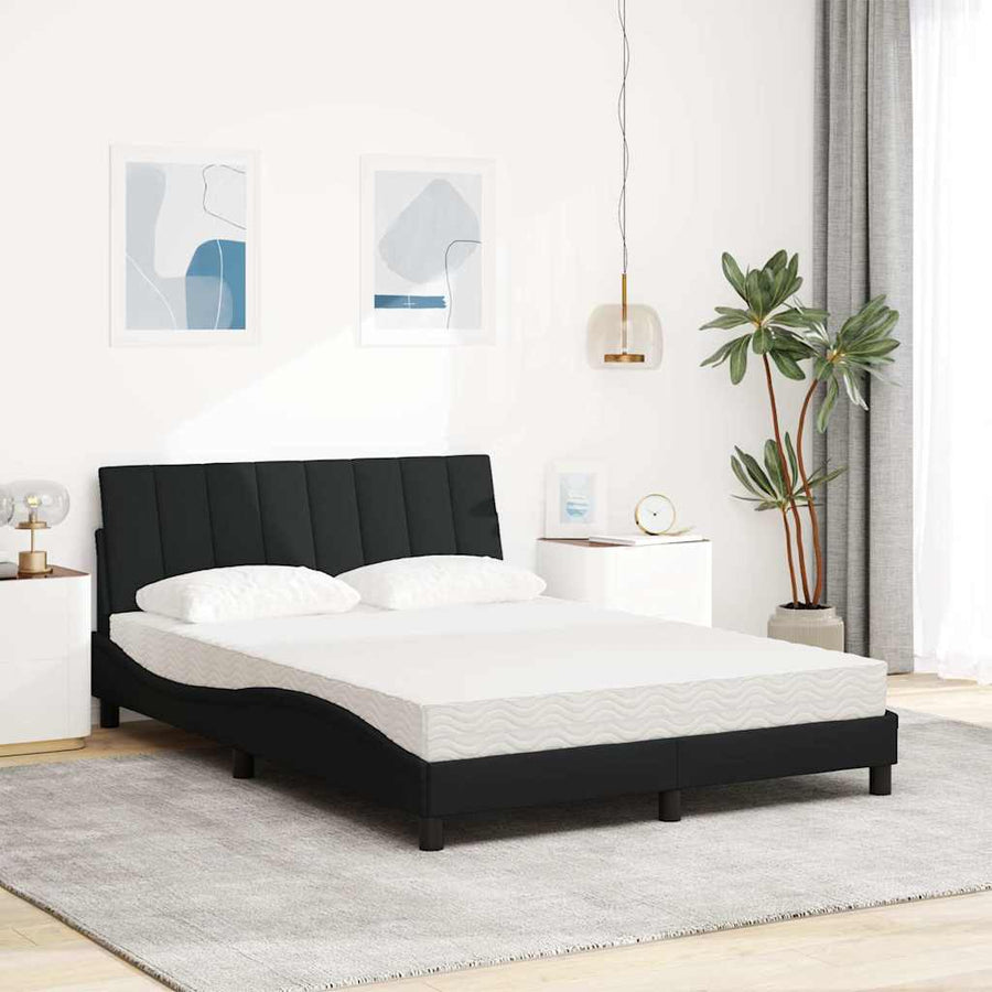 Bed met matras stof zwart 140x200 cm