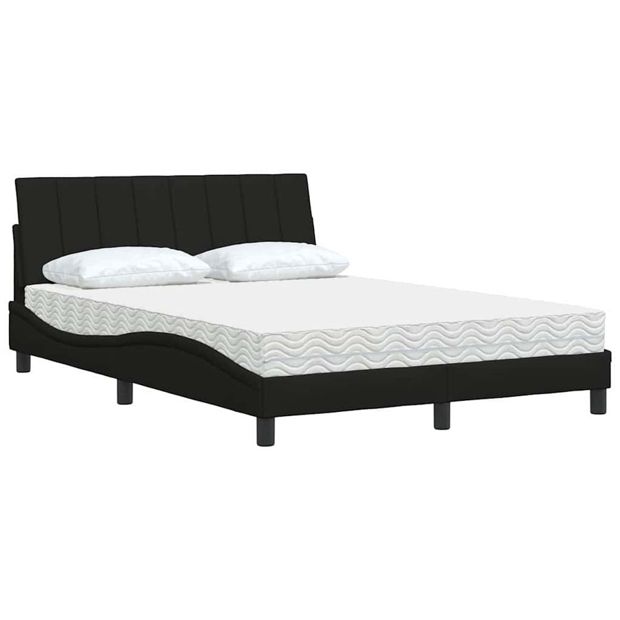 Bed met matras stof zwart 140x200 cm