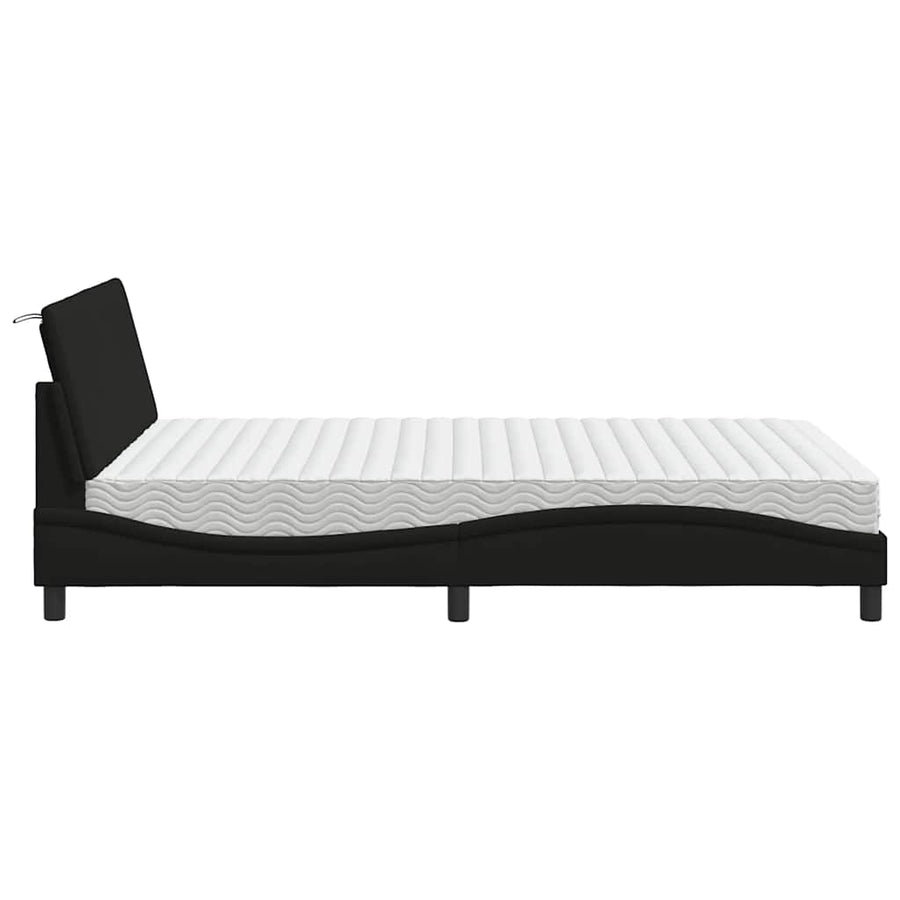 Bed met matras stof zwart 140x200 cm