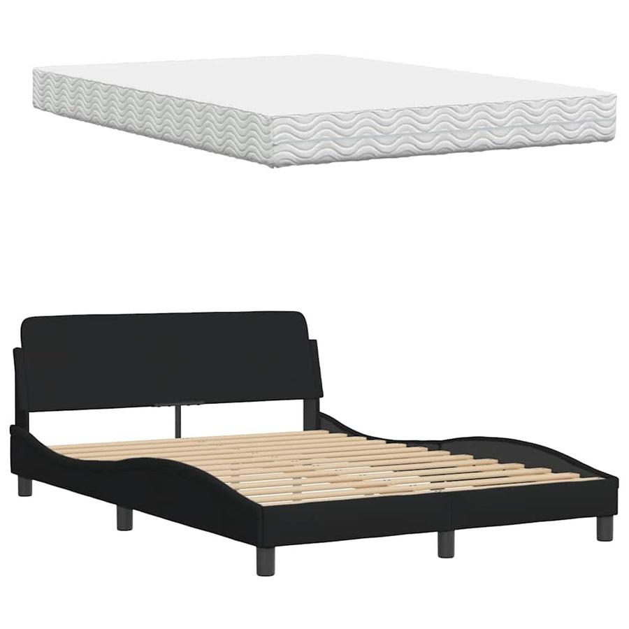 Bed met matras stof zwart 140x200 cm