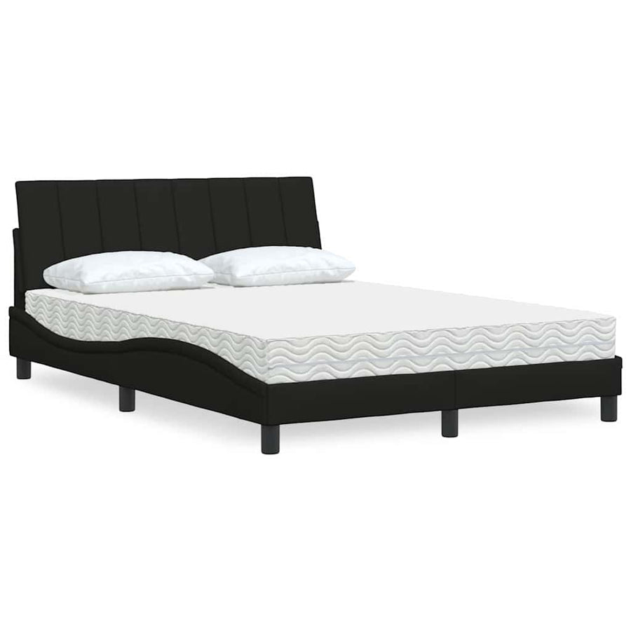 Bed met matras stof zwart 140x200 cm
